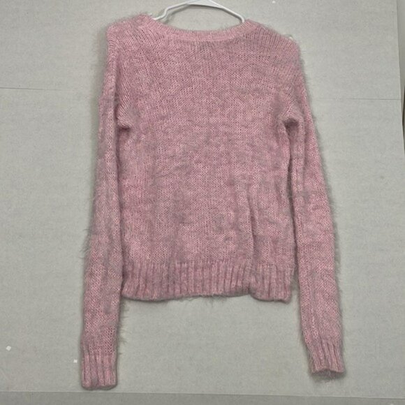Apt. 9 Sweater, Soft Fuzzy Eyelash Knit, Long Sleeve Crewneck Light Pink, XS - Picture 5 of 9